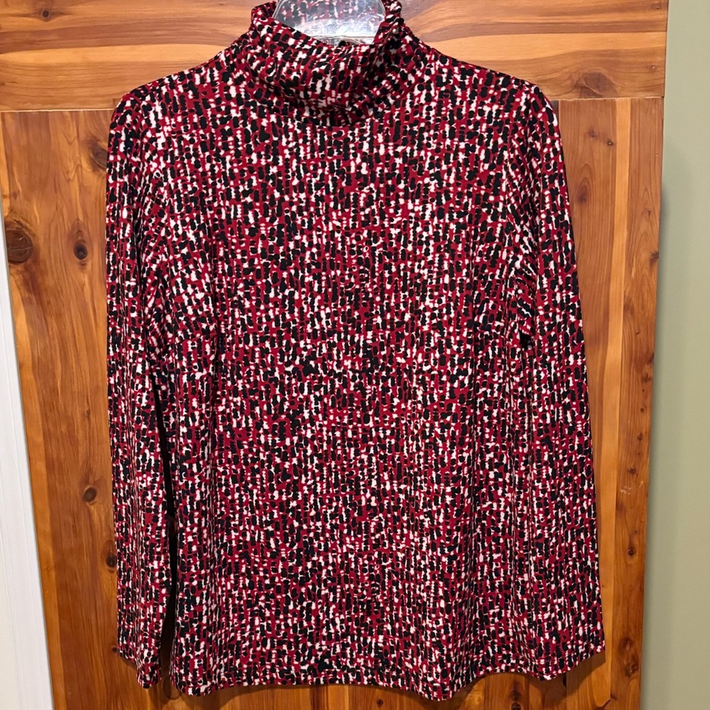 Susan Graver Printed Brushed Liquid Knit Turtleneck Top